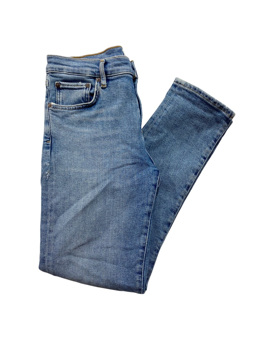 AGOLDE Toni Mid Rise Slim Straight Jeans 26 Blue Stretch Denim